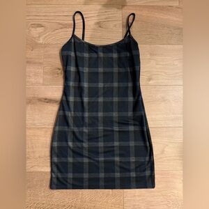 Windsor Black and Gray Checkered Slip Dress